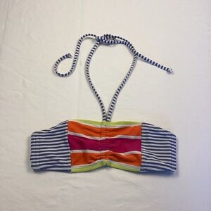 Roxy Blue & White Striped Bikini Top Sz S | Colorful Bandeau Swim Top